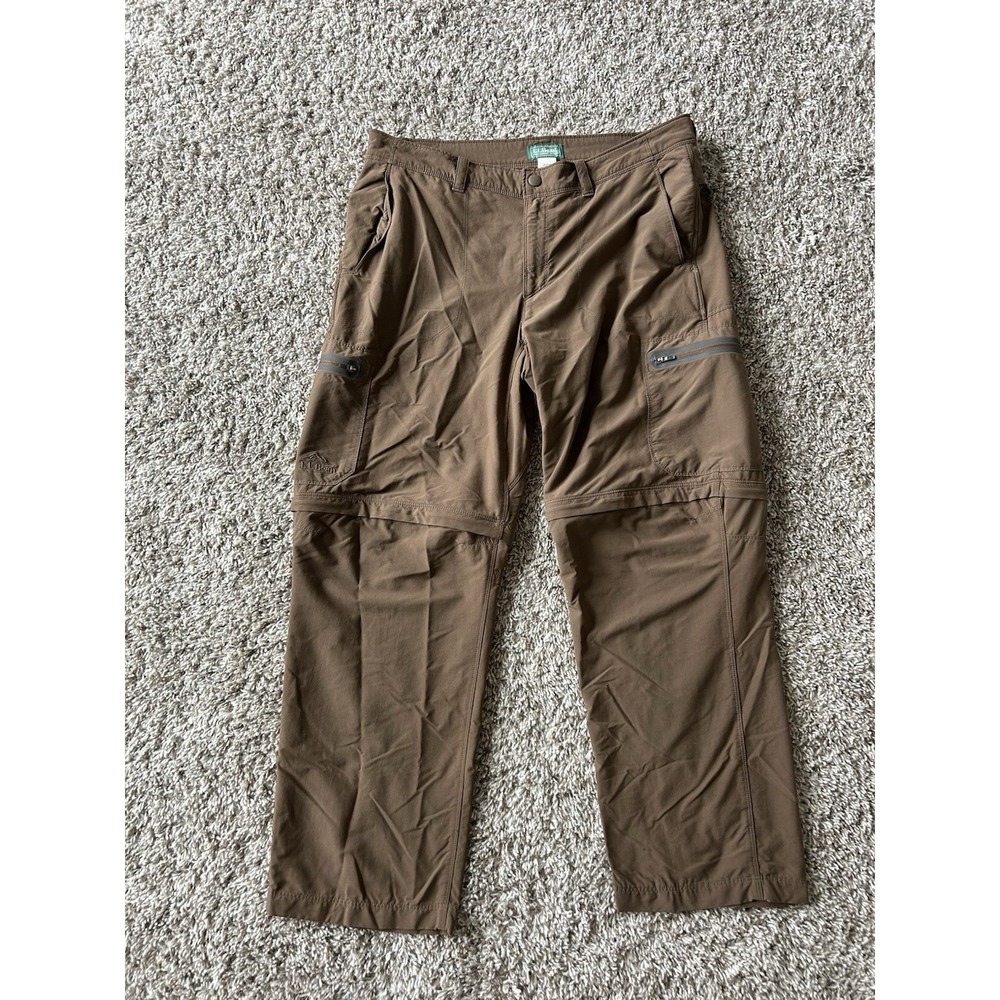 LL Bean Pants Cargo Nylon Hiking Convertible Gorpcore Brown Men's Size 36X29